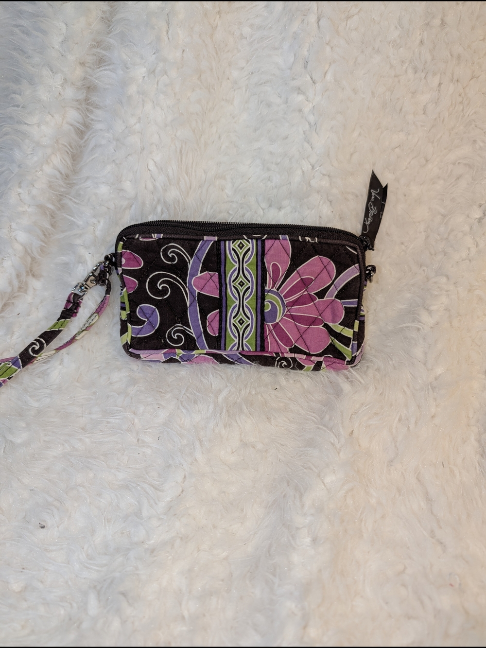 Vera Bradley Floral Quilted Wristlet Wallet - Pink & Brown